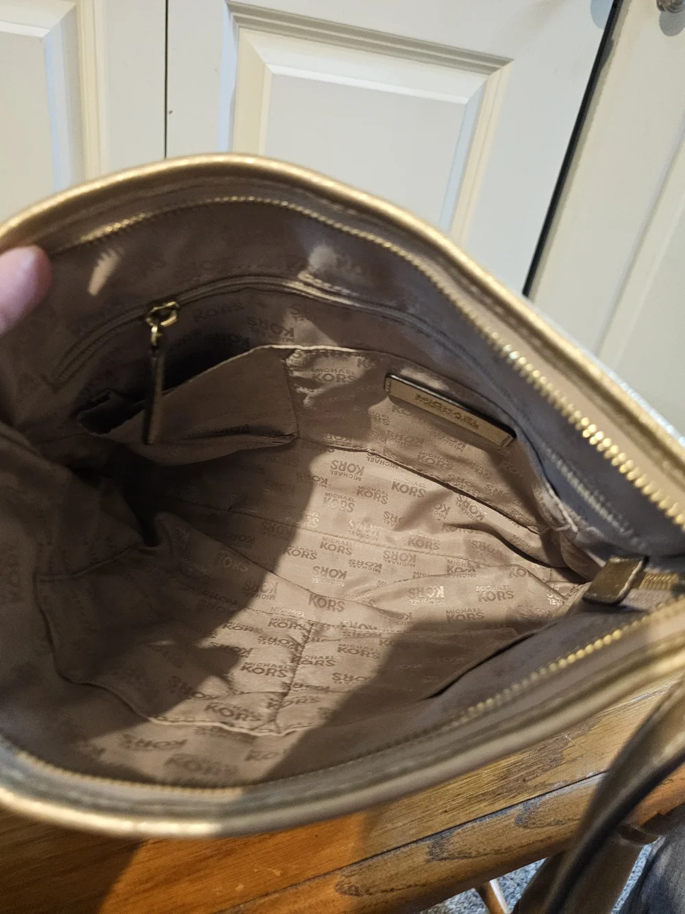 Michael Kors Metallic Ivory Crossbody Bag